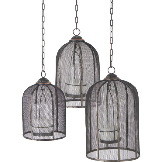 Jutland Bird Cage Candle Holder Lanterns Set of Three by Mercana in gray. Made from unique in a modern style.