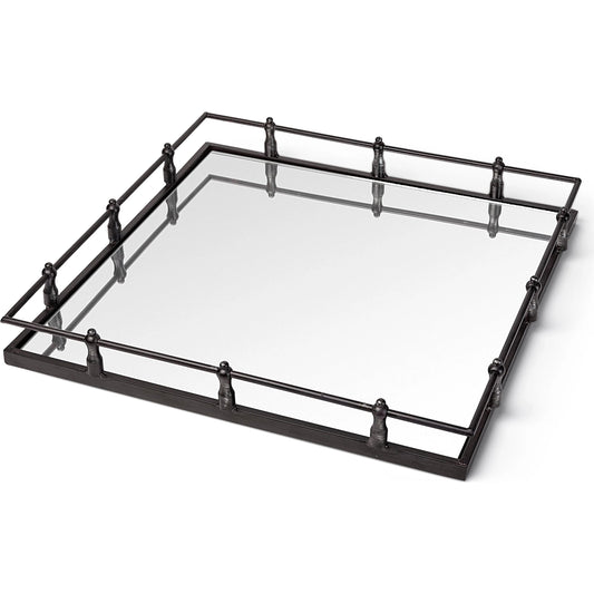 Christa Ed Base Square Tray by Mercana in silver. Made from unique in a traditional style.