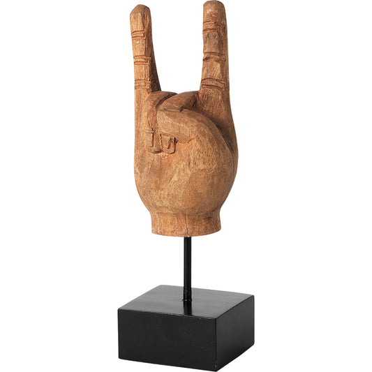 042 SR-815831 | Primary Silo | Saxum Wooden Carved Hang Loose Hand by Mercana in natural. Made from unique in a eclectic & global style.