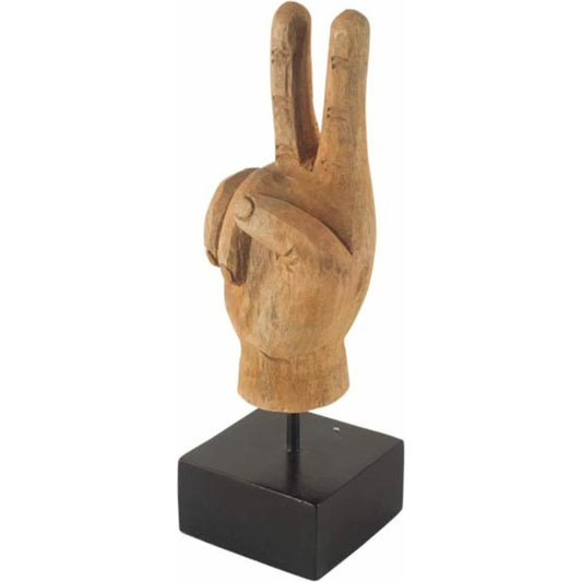 Pacem Wooden Carved Peace Sign Hand by Mercana in natural. Made from unique in a eclectic & global style.