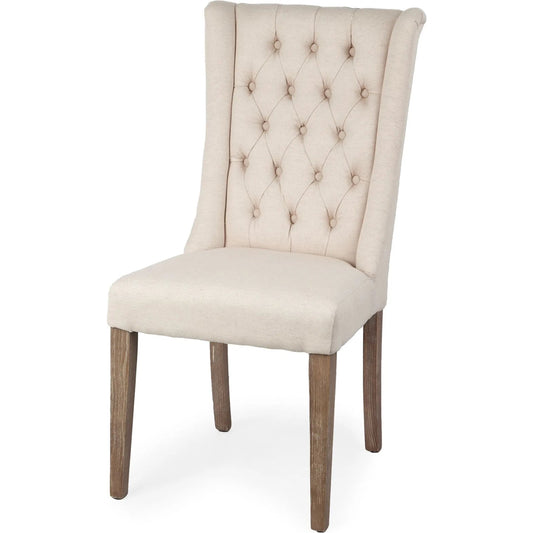 Mackenzie Dining Chair by Mercana. Made from wood, linen in a transitional style.
