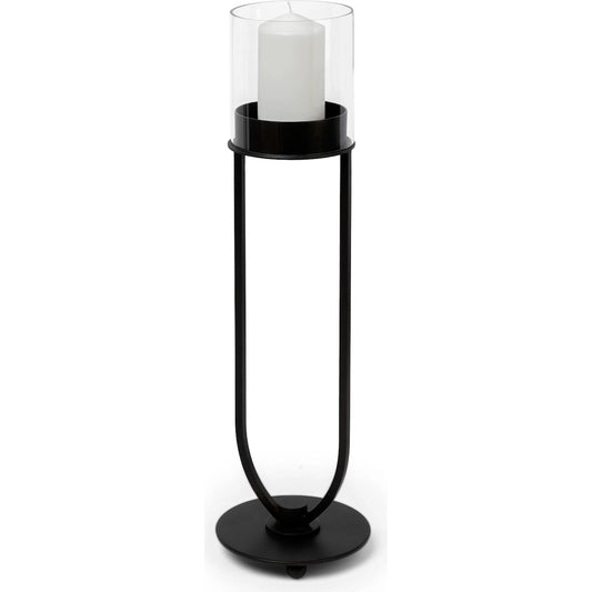 Salah I Iron Table Candle Holder by Mercana in matte black. Made from iron in a modern style.