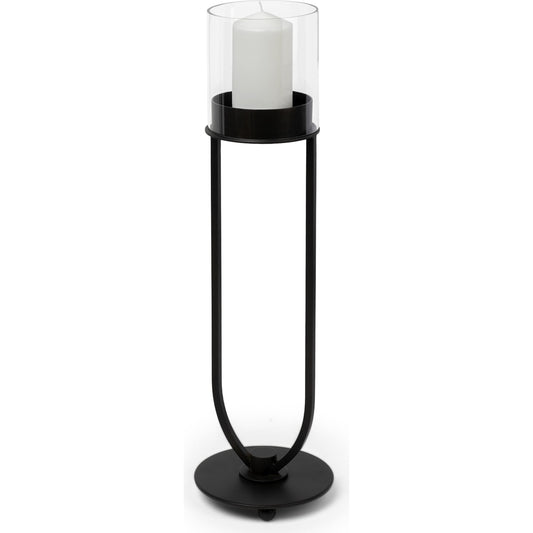 Salah I Iron Table Candle Holder by Mercana in matte black. Made from iron in a modern style.