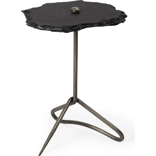 Pinera Accent Table by Mercana in black. Made from marble, metal in a modern style.
