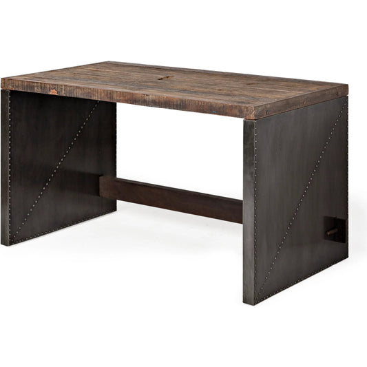 Orwell Office Desk by Mercana in brown. Made from wood, metal in a modern style.