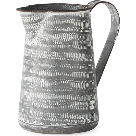 Serena I Textured Jug by Mercana in gray, white. Made from metal in a cottage & farmhouse style.