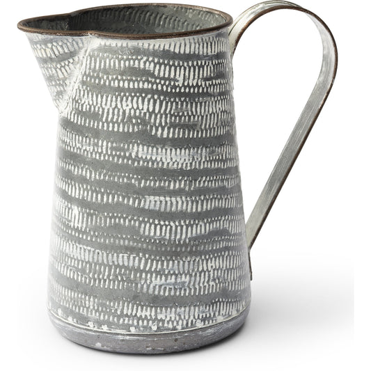 Serena I Textured Jug by Mercana in gray, white. Made from metal in a cottage & farmhouse style.