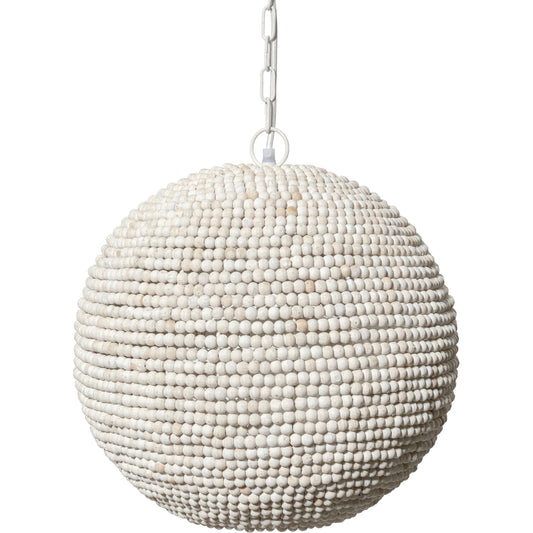 Theta Pendant Light by Mercana in white. Made from wood in a coastal style.