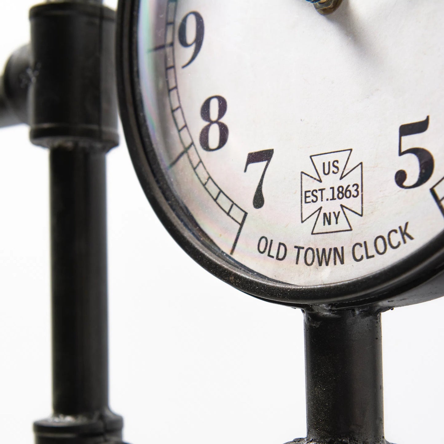 003 SR-387943 | Additional Silo | Trifect Iron Pipe Three Face Floor Clock by Mercana in black. Made from metal in a modern style.
