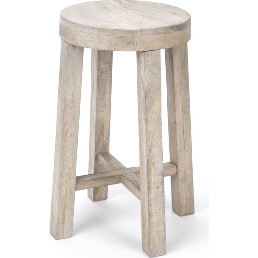 Brahma Wood Seat Counter Stool by Mercana in natural. Made from unique in a cottage & farmhouse style.