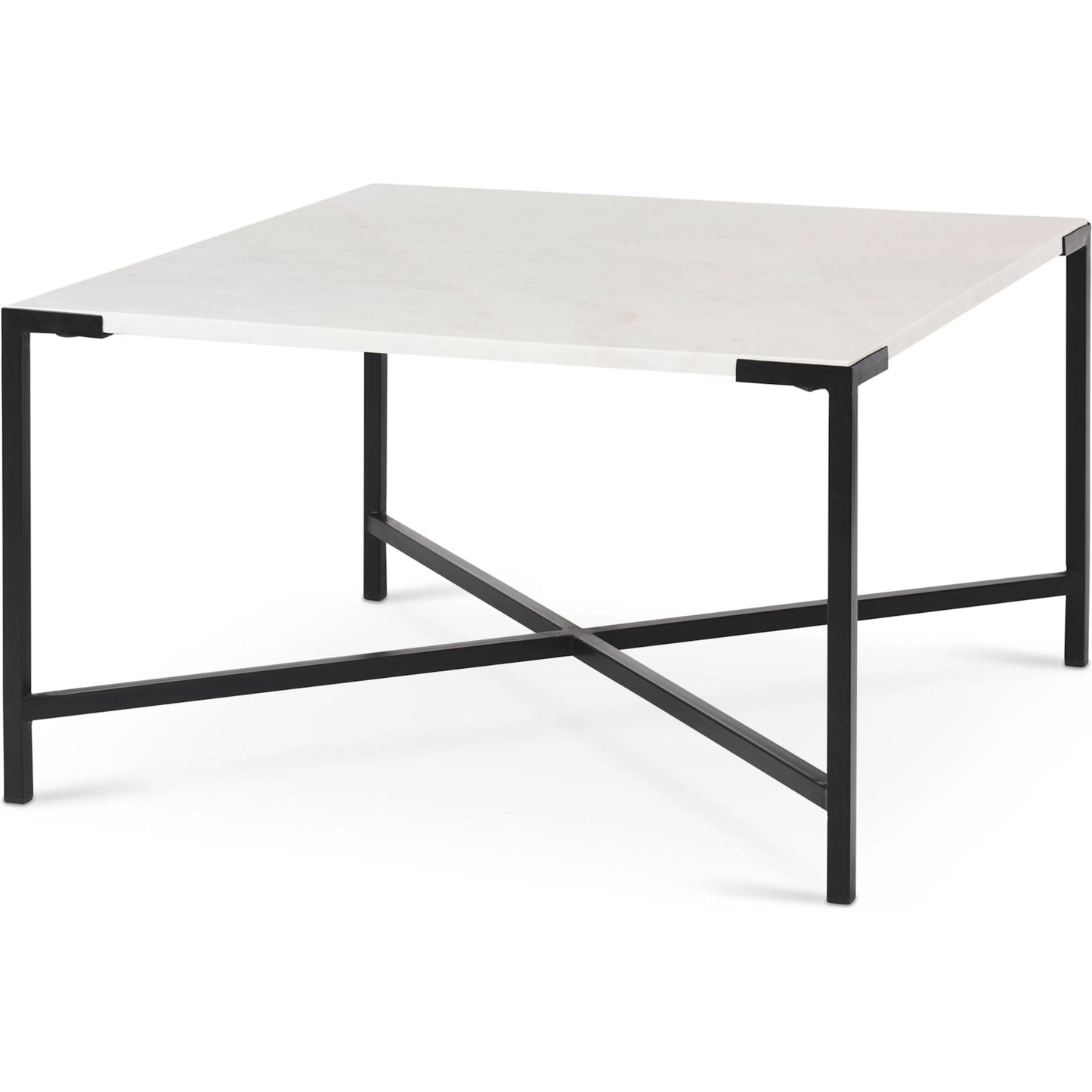 001 SR-387908 | Primary Silo | Lucas Coffee Table by Mercana in white, matte black. Made from marble, metal in a modern style.