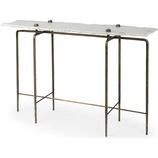 Pinera Console Table by Mercana. Made from marble, metal in a modern style.