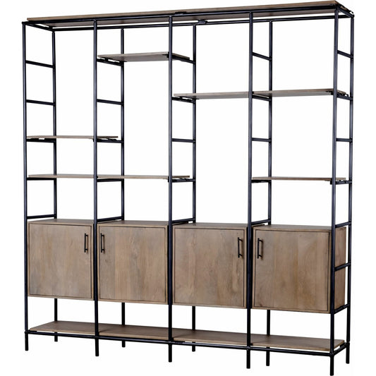 Darius Shelving Unit by Mercana in wood, matte black iron. Made from unique in a modern style.