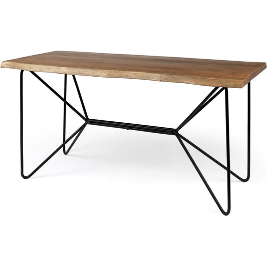 Papillion Office Desk by Mercana in light brown. Made from acacia wood in a modern style.