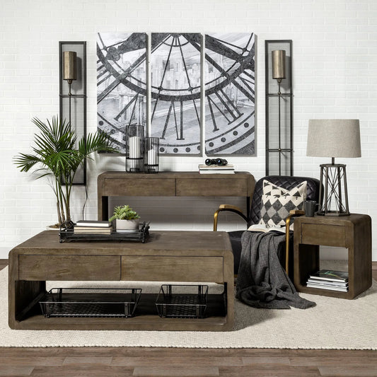 Raen Table Lamp by Mercana in beige. Made from metal in a rustic style.