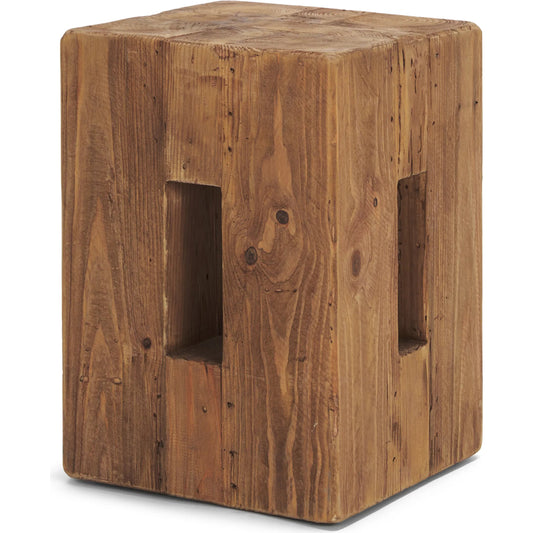 Waylon Stool by Mercana in brown. Made from solid wood in a cottage & farmhouse style.