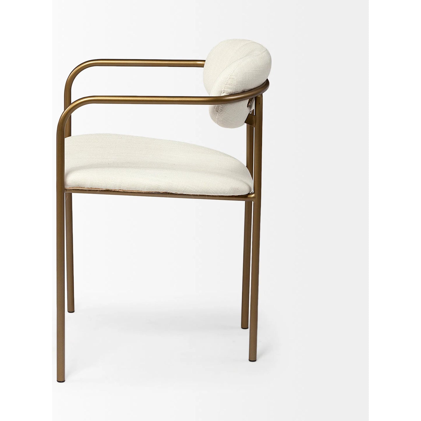 003 SR-387755 | Additional Silo | Parker Upholstered Dining Chair (Set of 2) by Mercana in white, gold. Made from fabric, metal in a modern style.