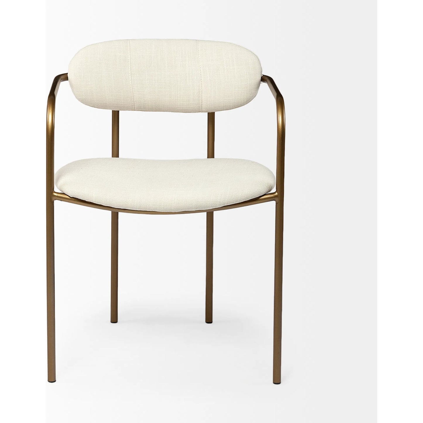 002 SR-387755 | Additional Silo | Parker Upholstered Dining Chair (Set of 2) by Mercana in white, gold. Made from fabric, metal in a modern style.