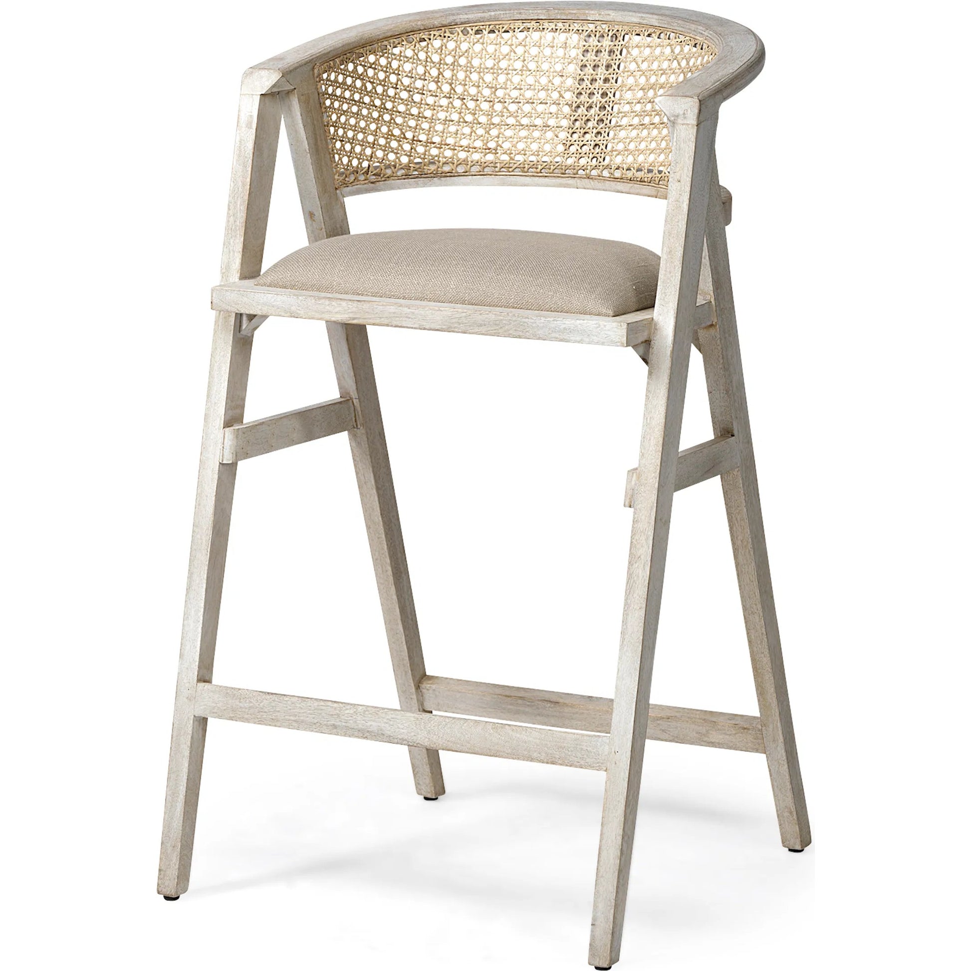 Tabitha Upholstered Seat Bar/Counter Stool by Mercana in blonde. Made from unique in a coastal style.