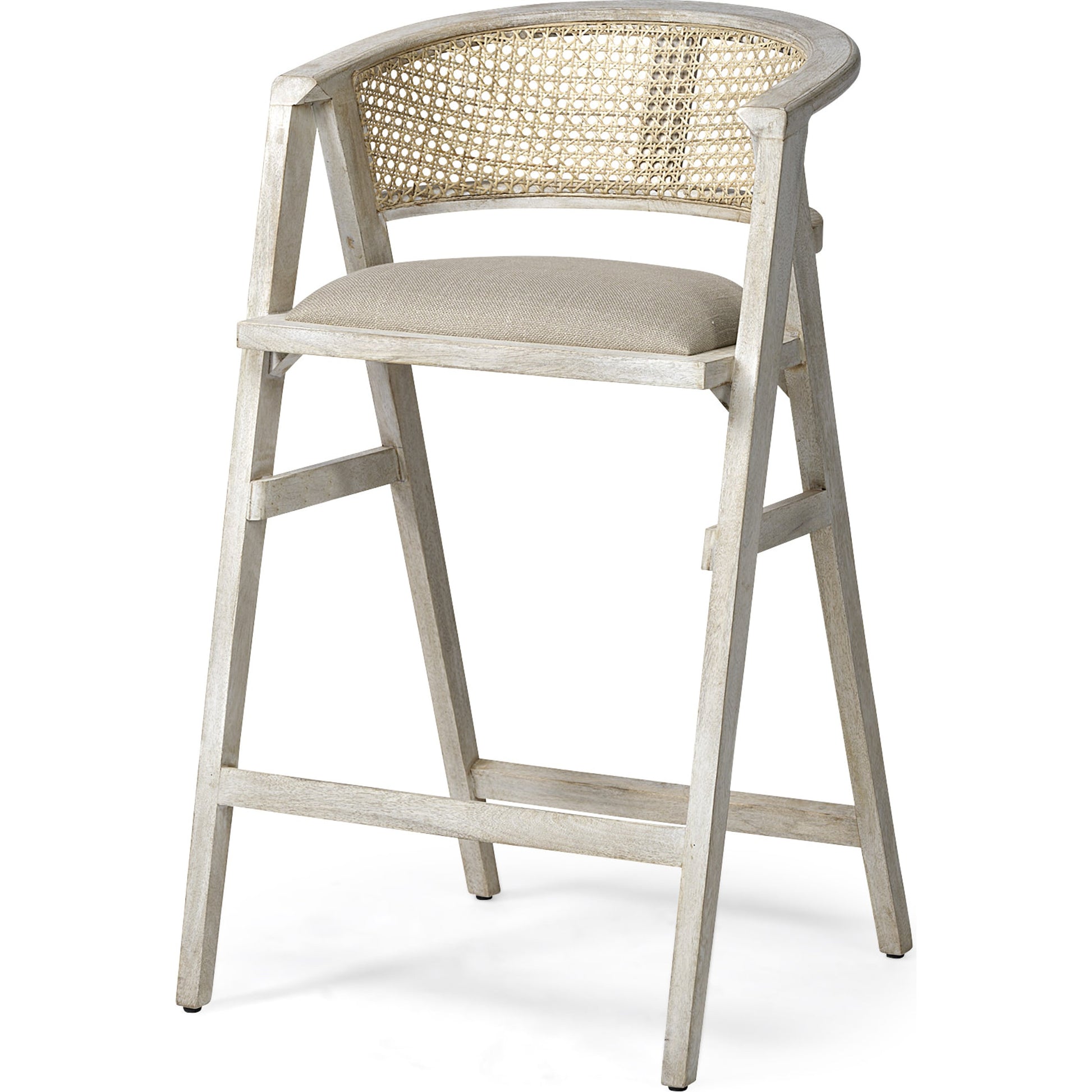 Tabitha Upholstered Seat Bar/Counter Stool by Mercana in blonde. Made from unique in a coastal style.