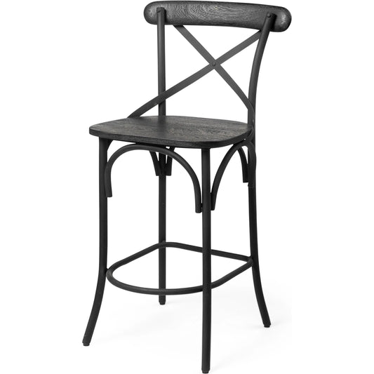 Etienne Wood Seat Bar/Counter Stool by Mercana in black. Made from unique in a cottage & farmhouse style.