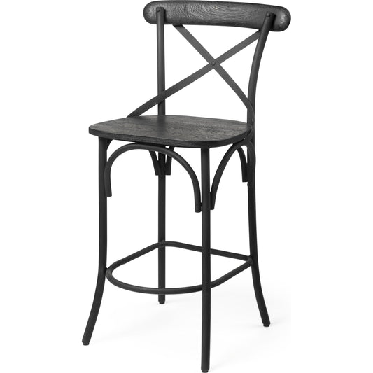 Etienne Wood Seat Bar/Counter Stool by Mercana in black. Made from unique in a cottage & farmhouse style.