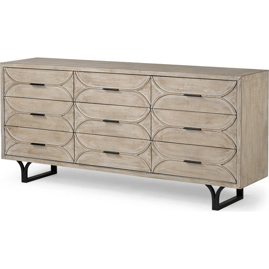 Giselle Sideboard by Mercana in light brown, whitewashed. Made from unique in a modern style.