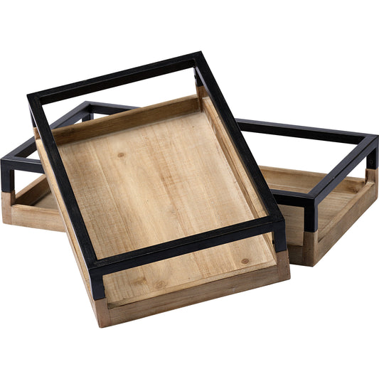 Ross Black Metal Nesting Trays Set of Two by Mercana in natural. Made from unique in a modern style.