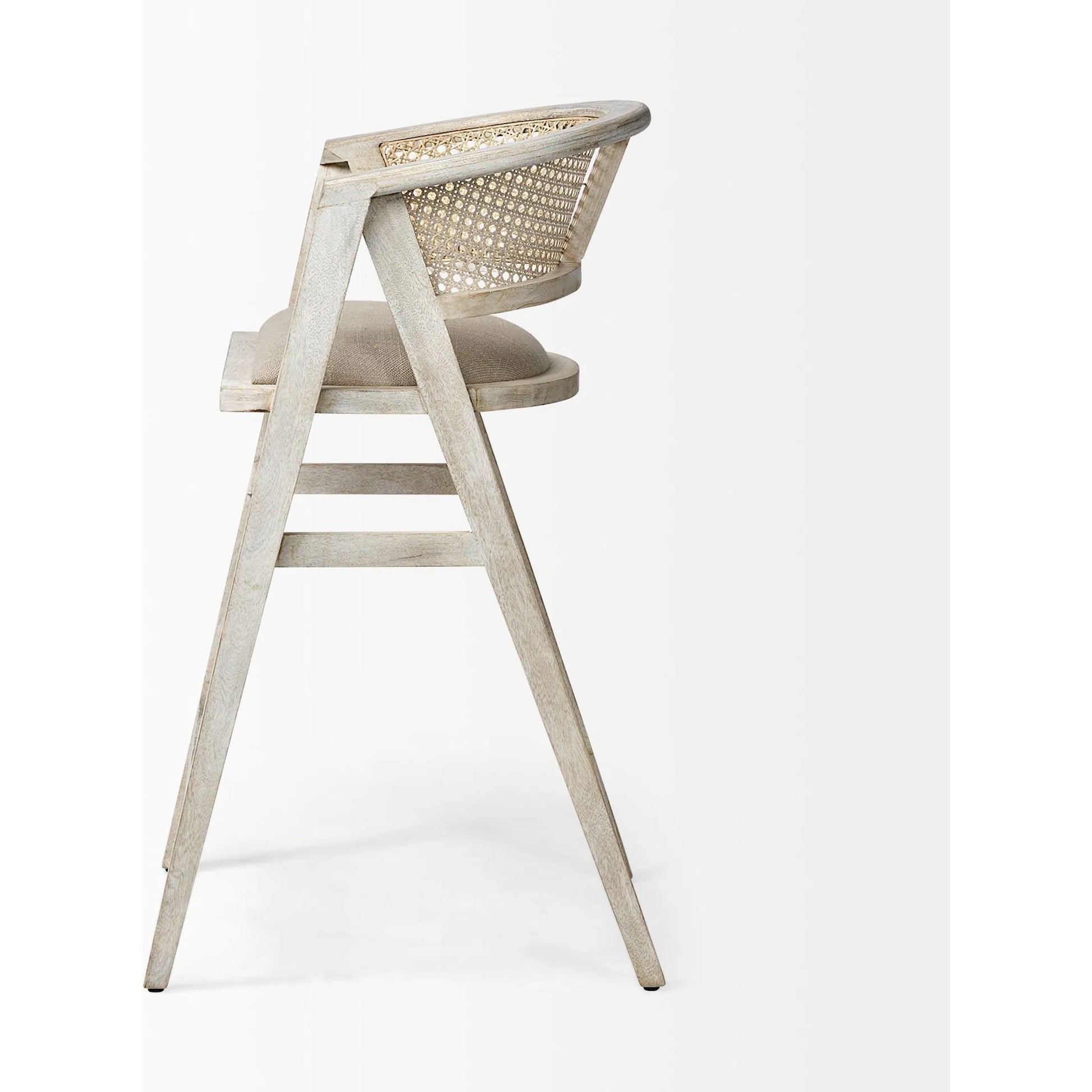 Tabitha Upholstered Seat Bar/Counter Stool by Mercana in blonde. Made from unique in a coastal style.