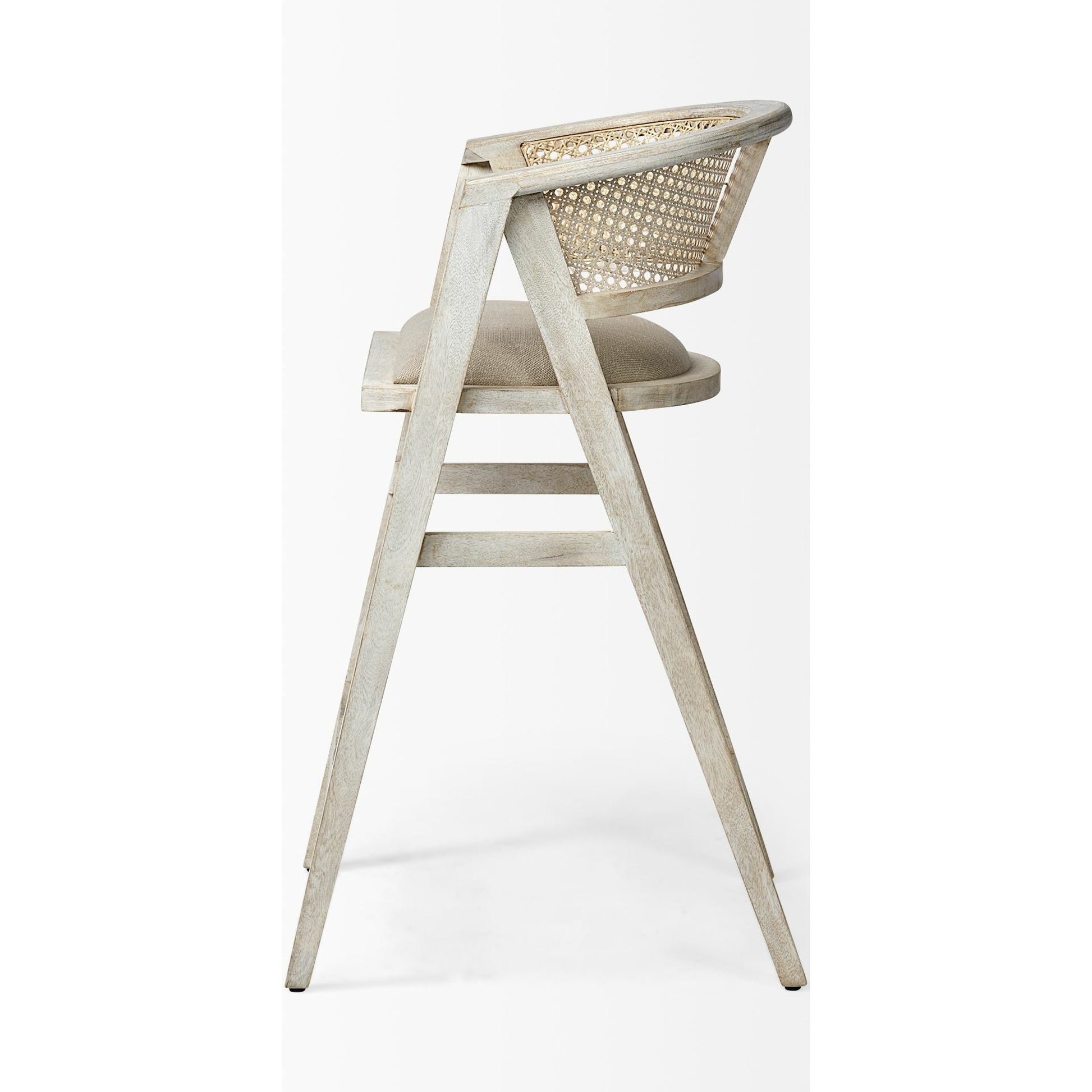 Tabitha Upholstered Seat Bar/Counter Stool by Mercana in blonde. Made from unique in a coastal style.