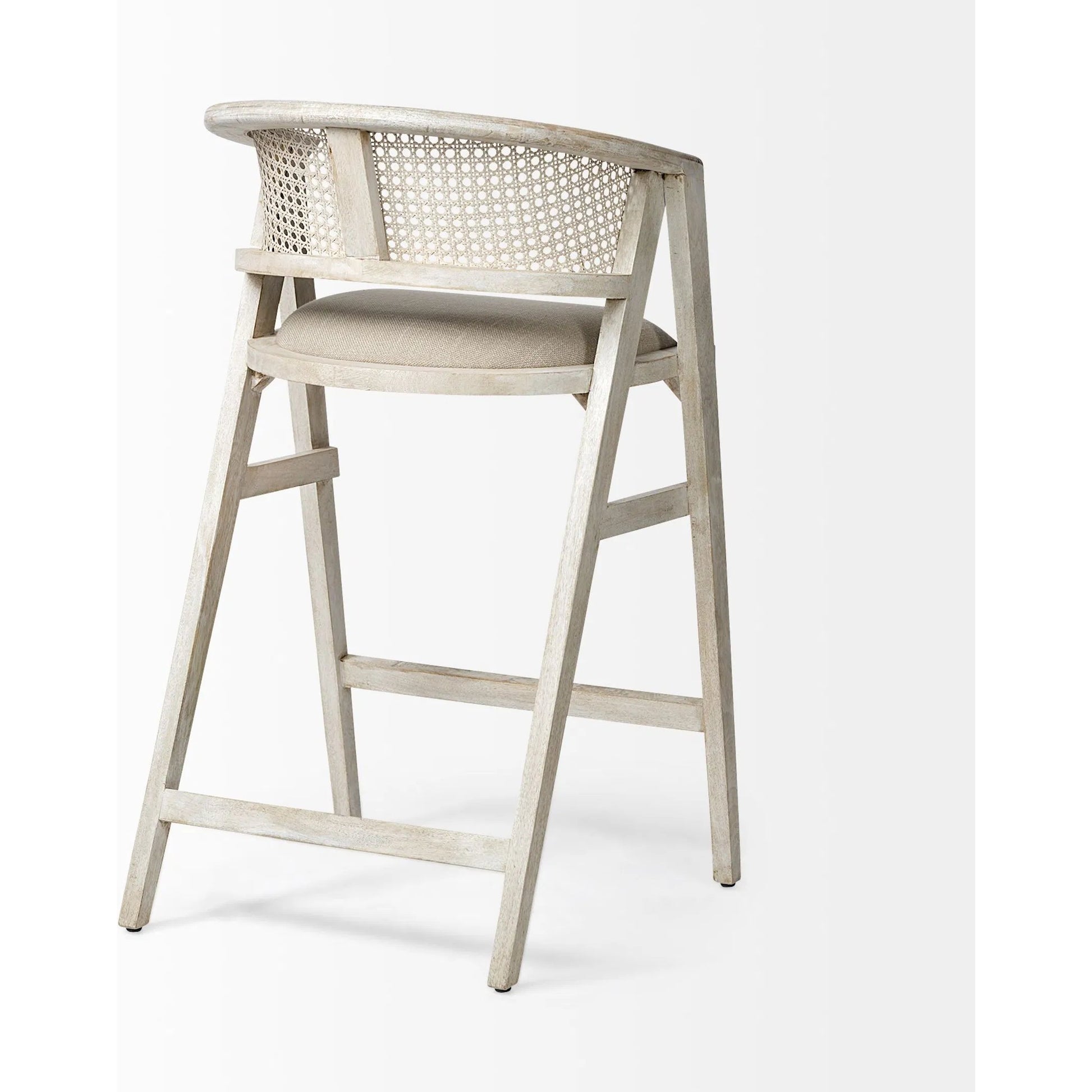 Tabitha Upholstered Seat Bar/Counter Stool by Mercana in blonde. Made from unique in a coastal style.