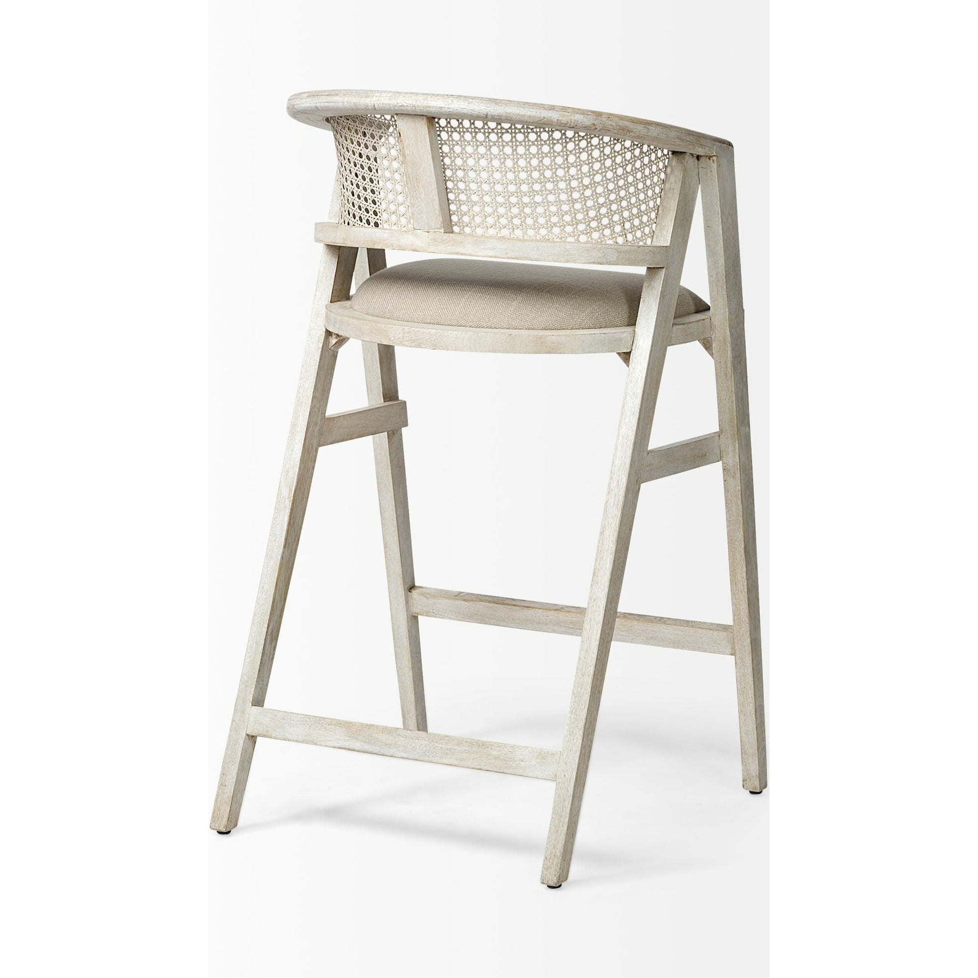 Tabitha Upholstered Seat Bar/Counter Stool by Mercana in blonde. Made from unique in a coastal style.