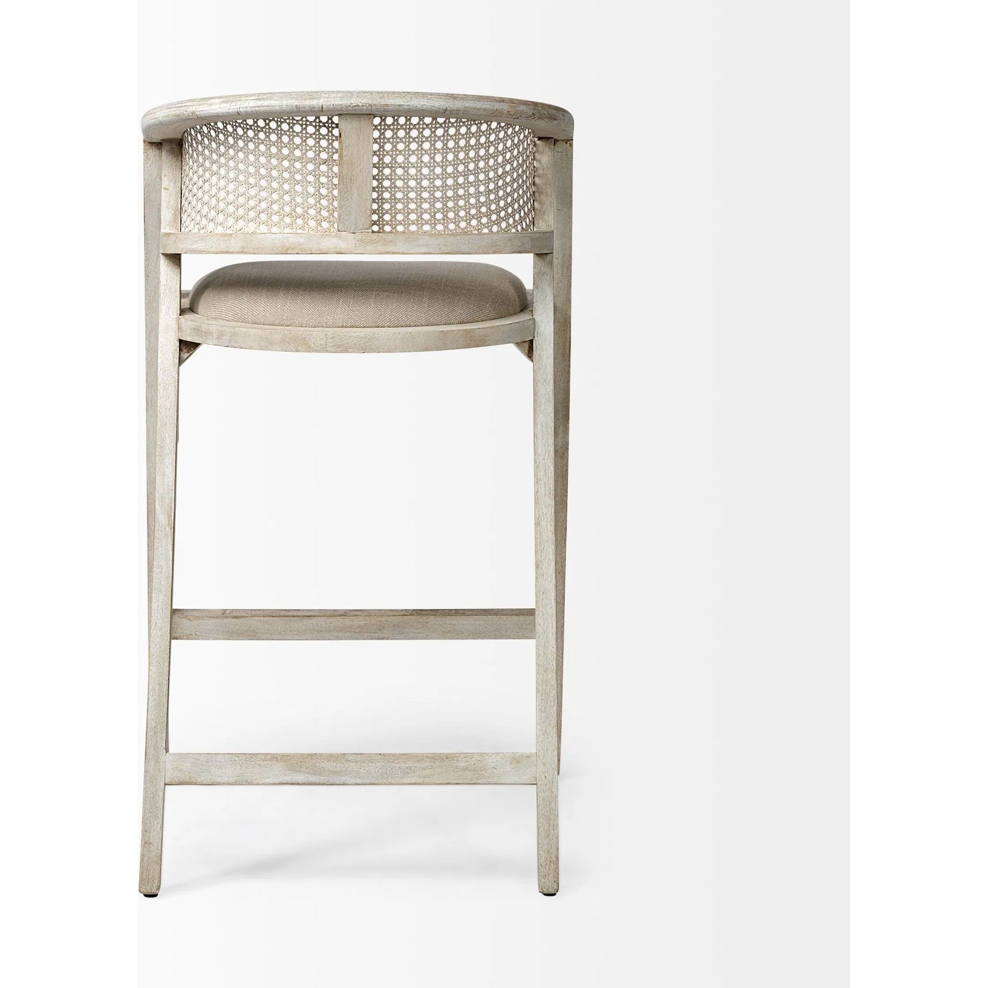 Tabitha Upholstered Seat Bar/Counter Stool by Mercana in blonde. Made from unique in a coastal style.