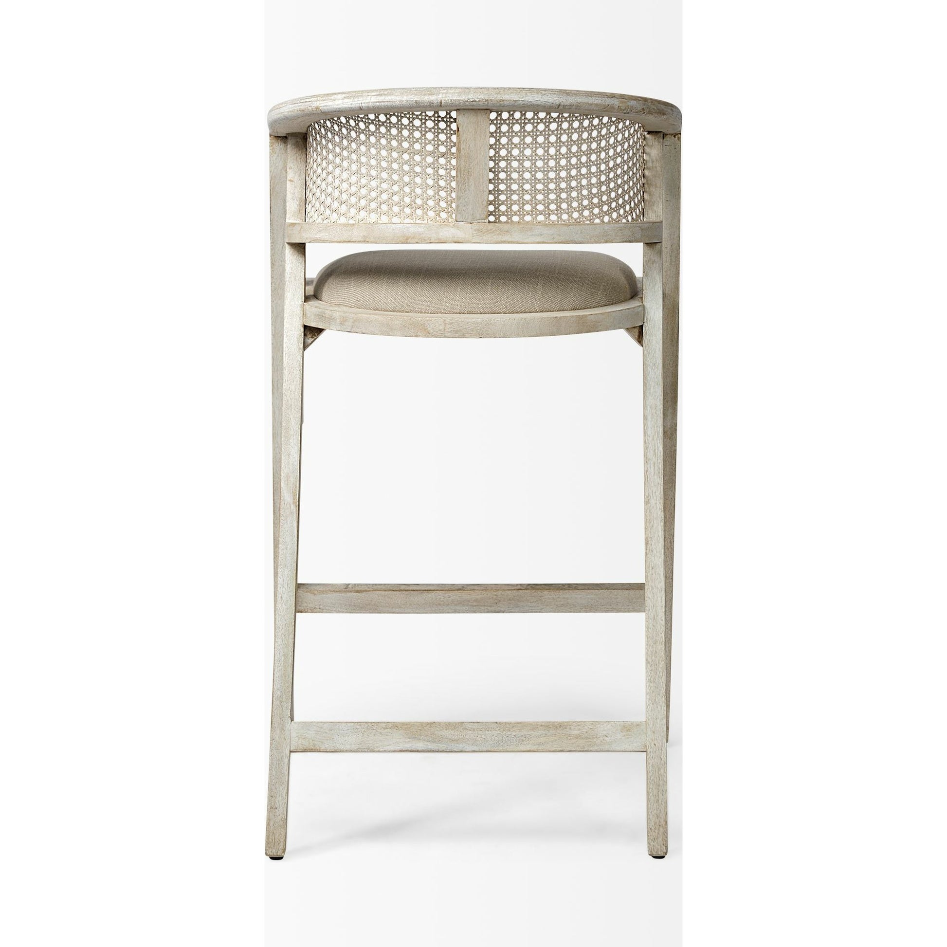 Tabitha Upholstered Seat Bar/Counter Stool by Mercana in blonde. Made from unique in a coastal style.