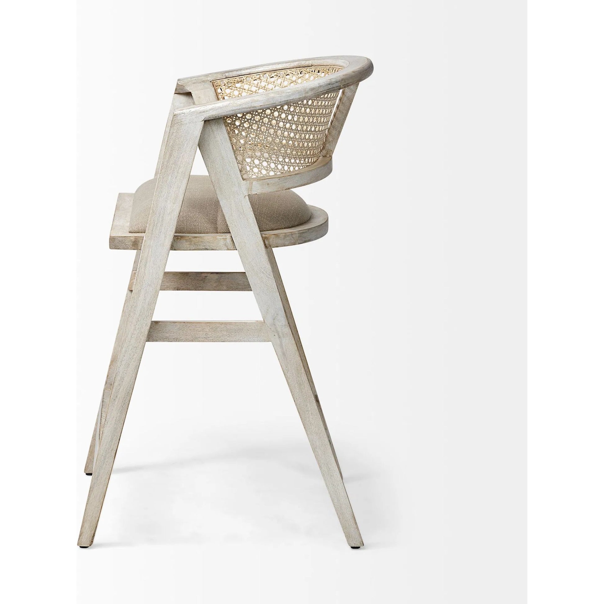 Tabitha Upholstered Seat Bar/Counter Stool by Mercana in blonde. Made from unique in a coastal style.