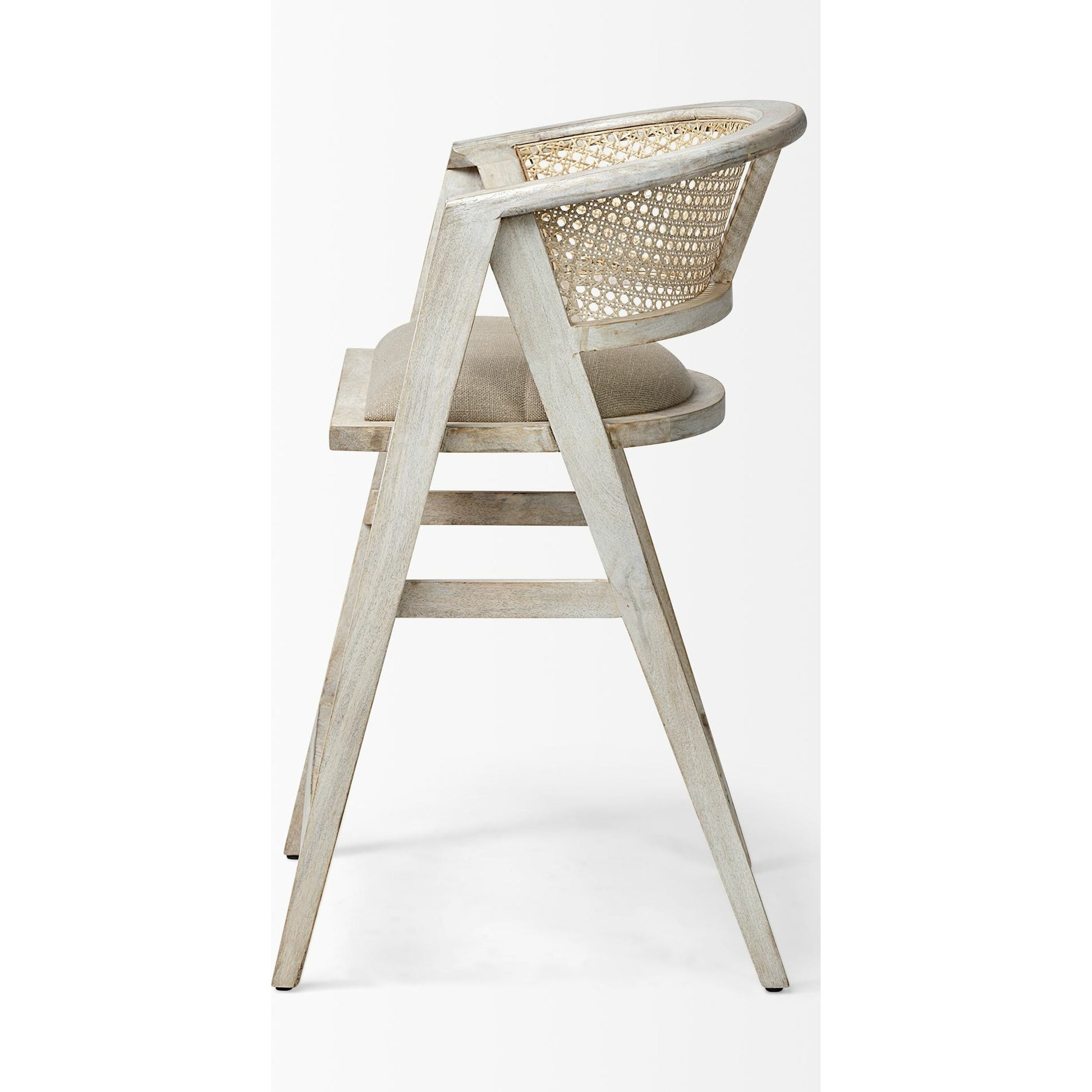 Tabitha Upholstered Seat Bar/Counter Stool by Mercana in blonde. Made from unique in a coastal style.
