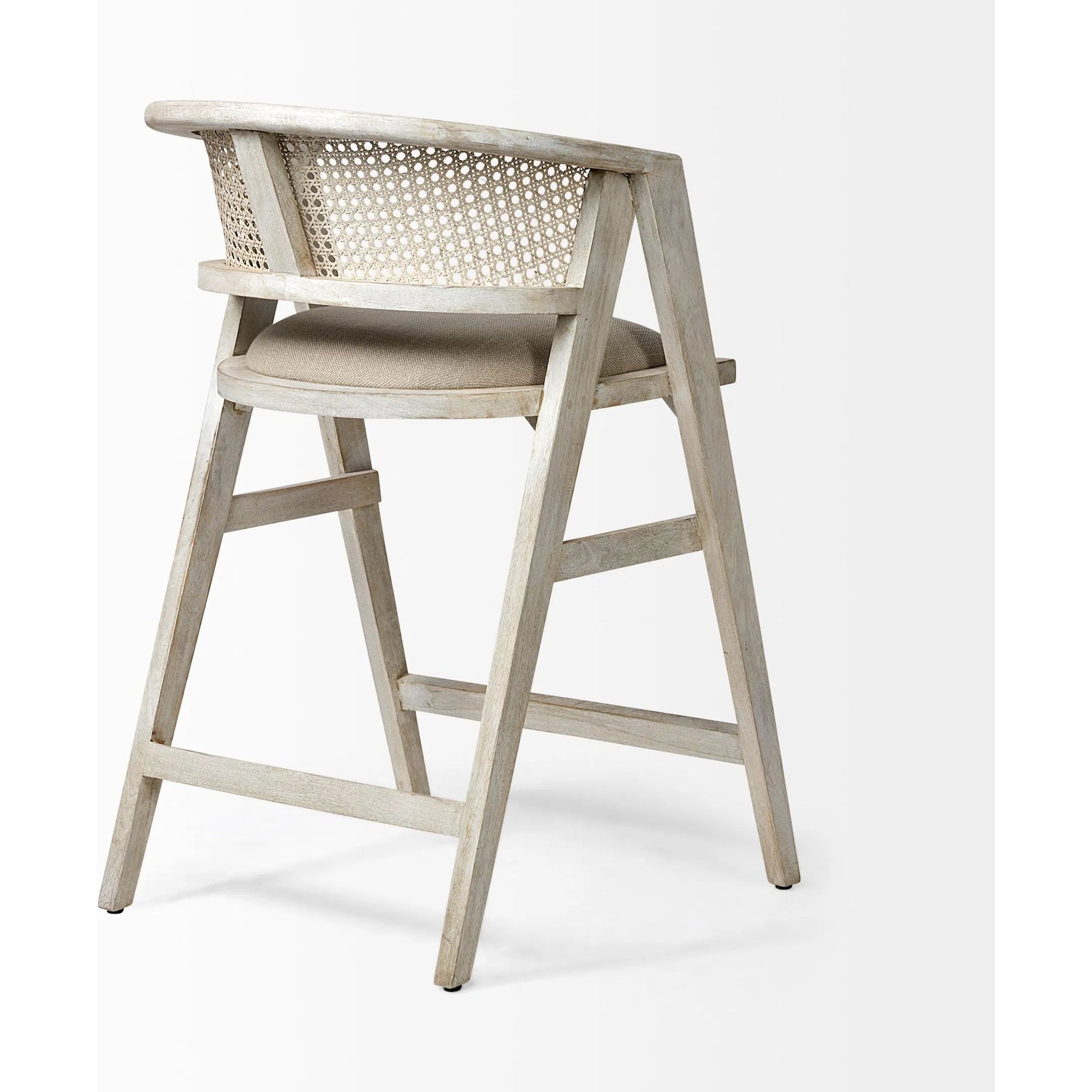 Tabitha Upholstered Seat Bar/Counter Stool by Mercana in blonde. Made from unique in a coastal style.