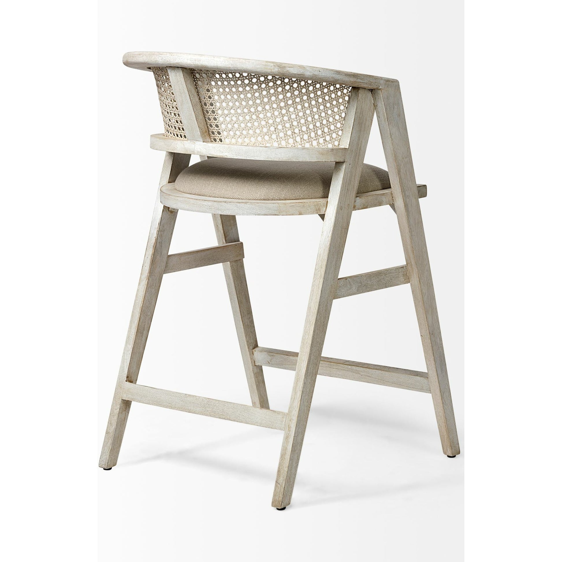 Tabitha Upholstered Seat Bar/Counter Stool by Mercana in blonde. Made from unique in a coastal style.