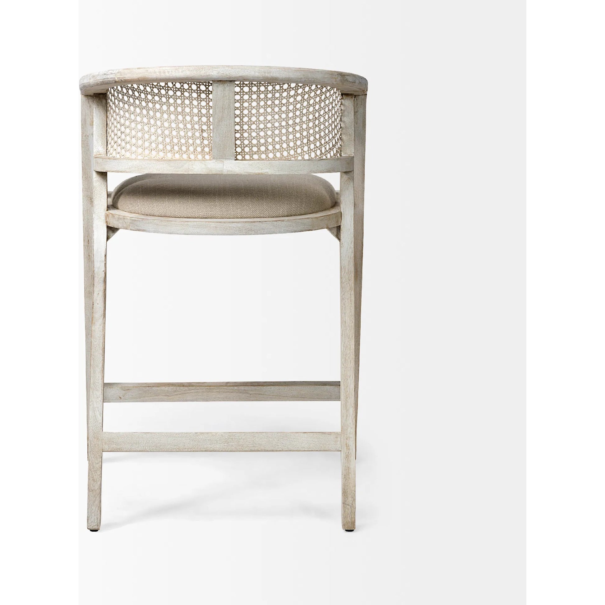 Tabitha Upholstered Seat Bar/Counter Stool by Mercana in blonde. Made from unique in a coastal style.
