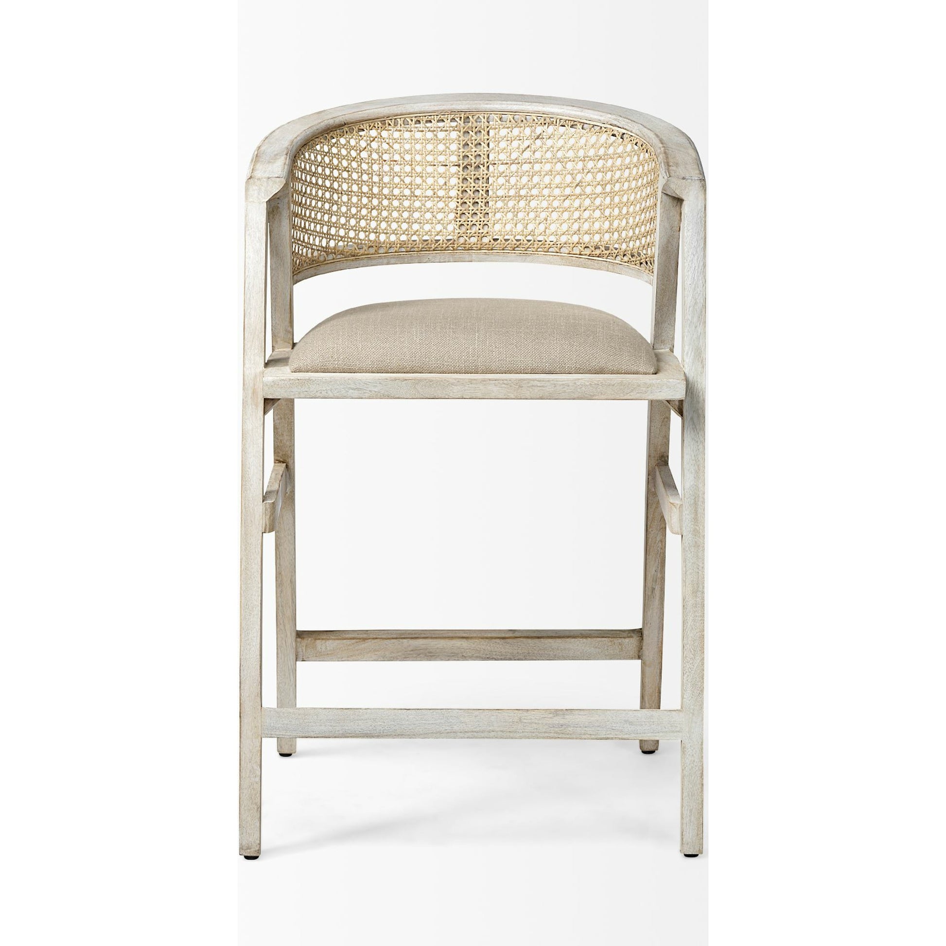 Tabitha Upholstered Seat Bar/Counter Stool by Mercana in blonde. Made from unique in a coastal style.