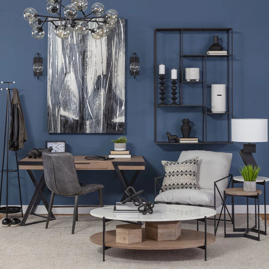 Steinbeck Office Desk by Mercana in natural. Made from unique in a modern style.
