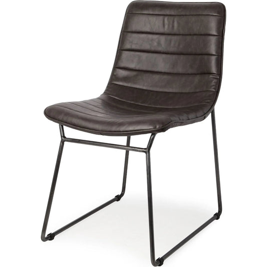 Thornton Dining Chair (Set of 2) by Mercana in dark brown. Made from faux-leather in a modern style.
