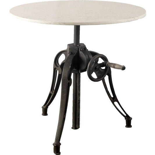 Emslie Dining Table by Mercana in off white. Made from marble, iron in a rustic style.