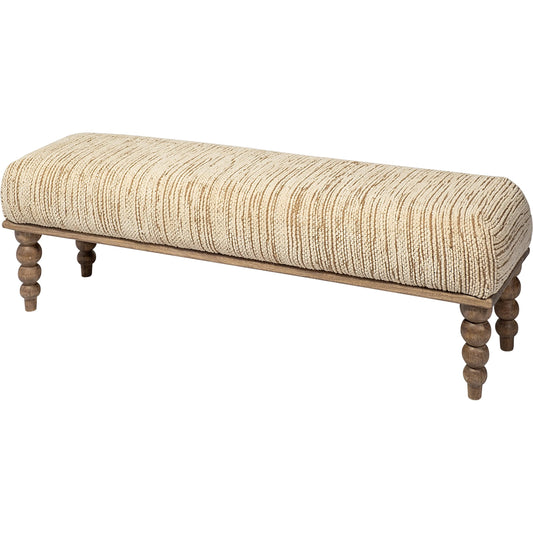 Alder Rectangle Bench by Mercana in natural. Made from unique in a transitional style.