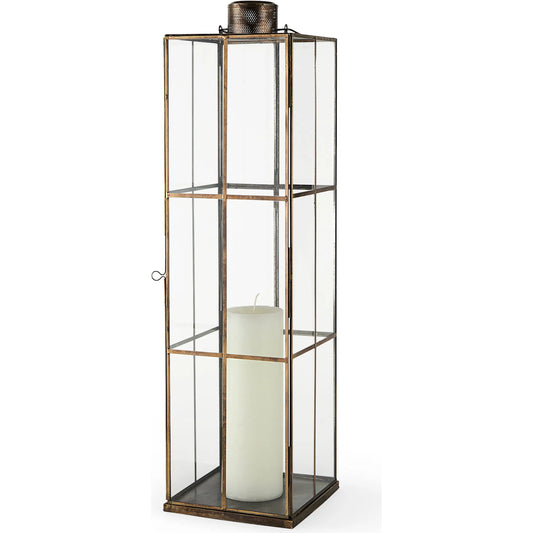 Grimwig Lantern W Base Without Bevel by Mercana in gold. Made from unique in a cottage & farmhouse style.