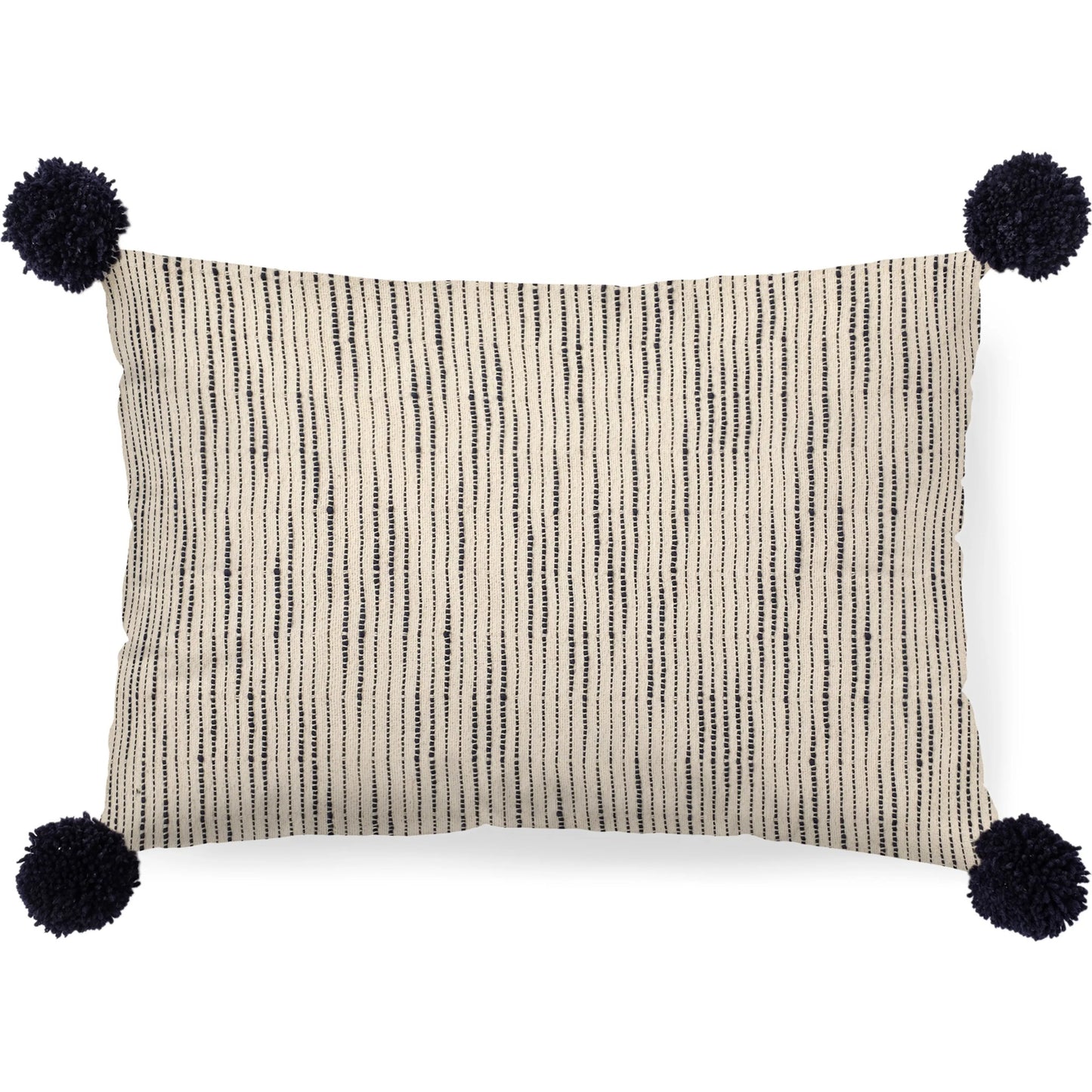 001 SI-2369375 | Primary Silo | Krystal Lumbar Pom Pom Pillow Cover by Mercana in blue. Made from fabric in a transitional style.
