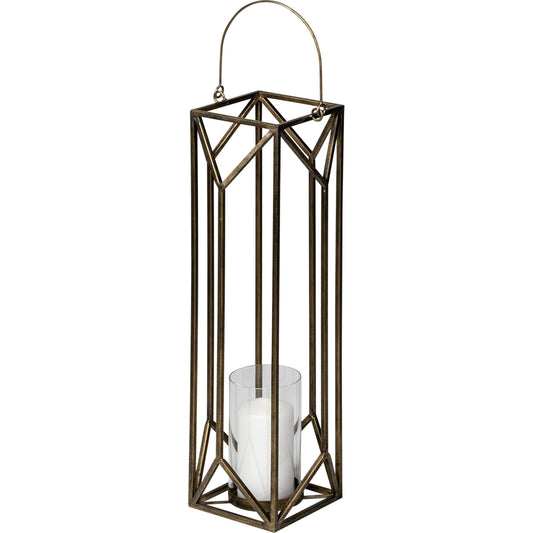 Ivy Geometric Cage Candle Holder Lantern by Mercana in gold. Made from unique in a modern style.