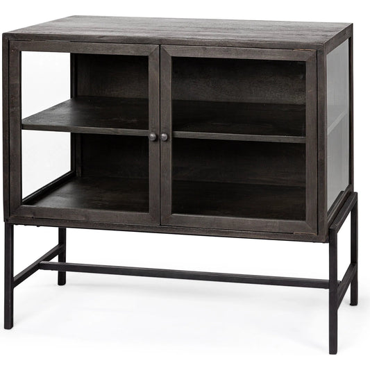 041 SR-814788 | Primary Silo | Arelius Accent Cabinet by Mercana. Made from glass, solid wood, steel in a modern style.