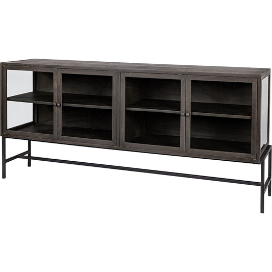 Arelius Sideboard by Mercana. Made from glass, solid wood, steel in a modern style.