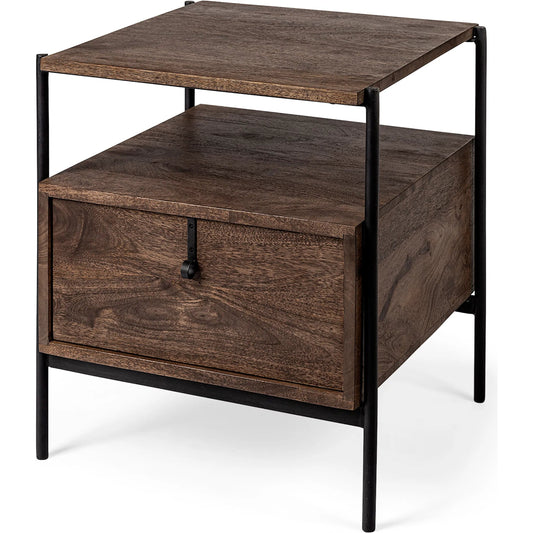 Glenn End/Side Table by Mercana in dark brown. Made from unique in a modern style.